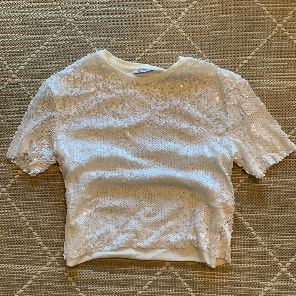 Zara sequins white top